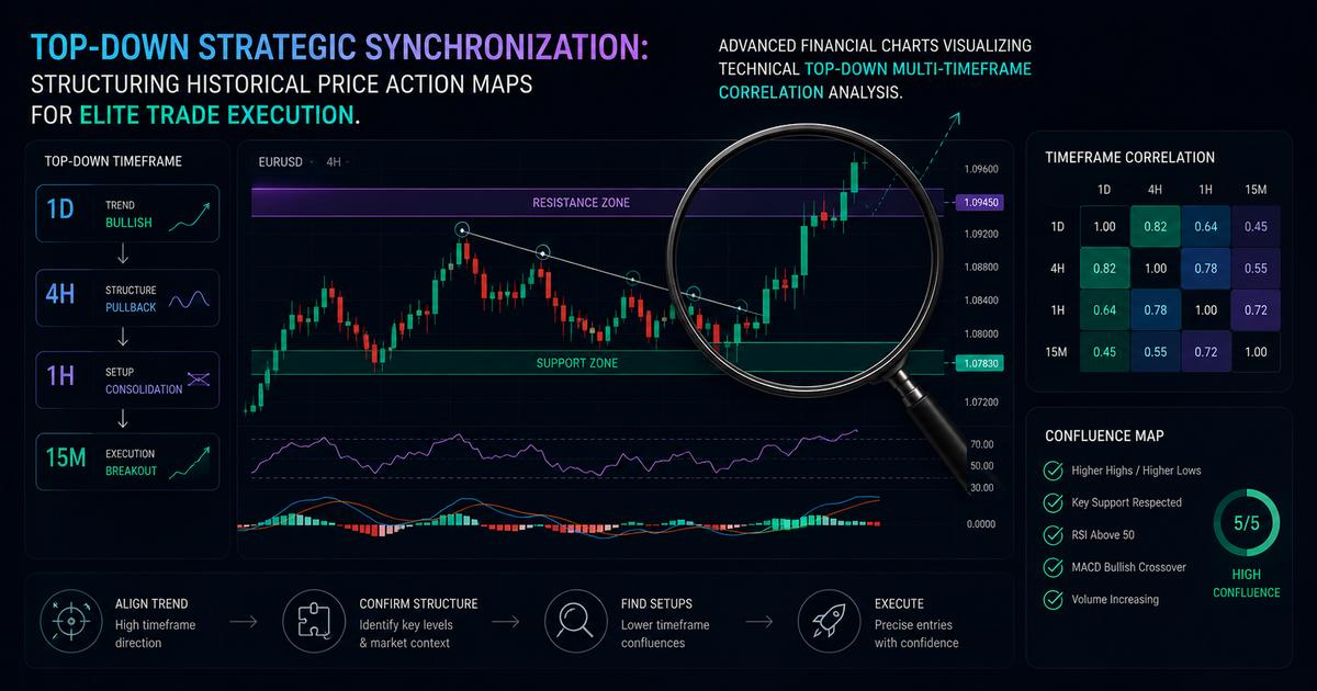 Multi-timeframe charting setup showing daily macro structure and minor tactical entries aligned side by side